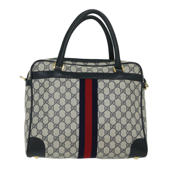 GUCCI GG Supreme Sherry Line Hand Bag PVC 2way Navy Red 904 02 015 Auth 68271 - Picture 2 of 16